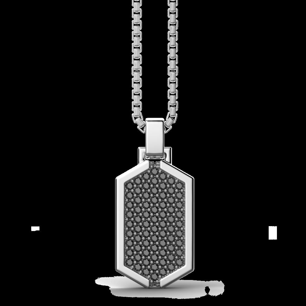 Zancan Collana Zancan in argento con pendente a targa tempestato di pietre nere Fino Al -60%