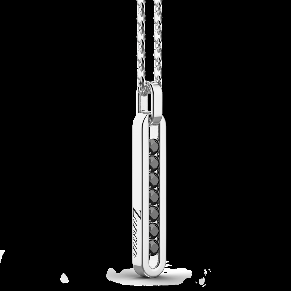 Zancan Collana Zancan in argento con pendente a targa e pietre nere Presa