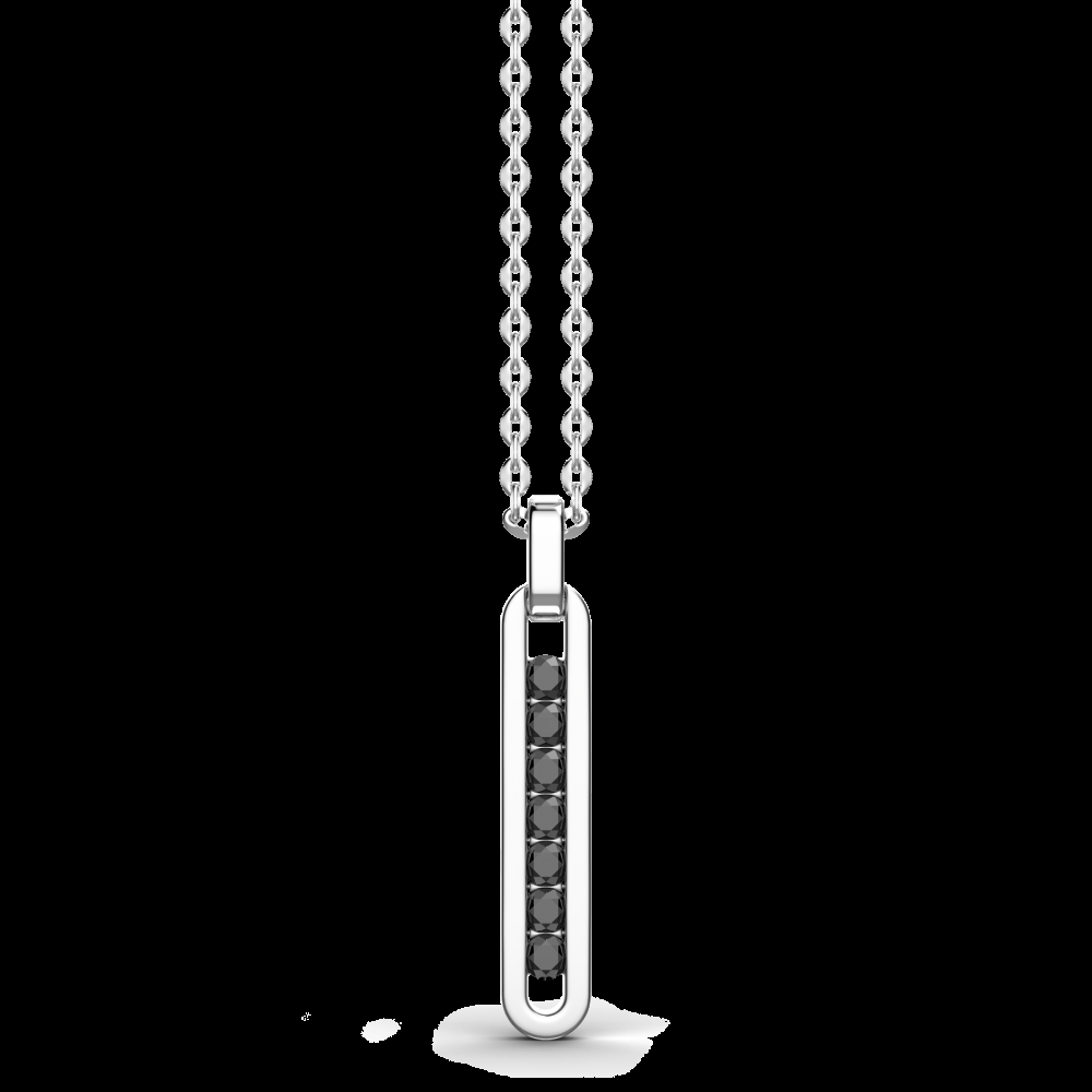 Zancan Collana Zancan in argento con pendente a targa e pietre nere Presa