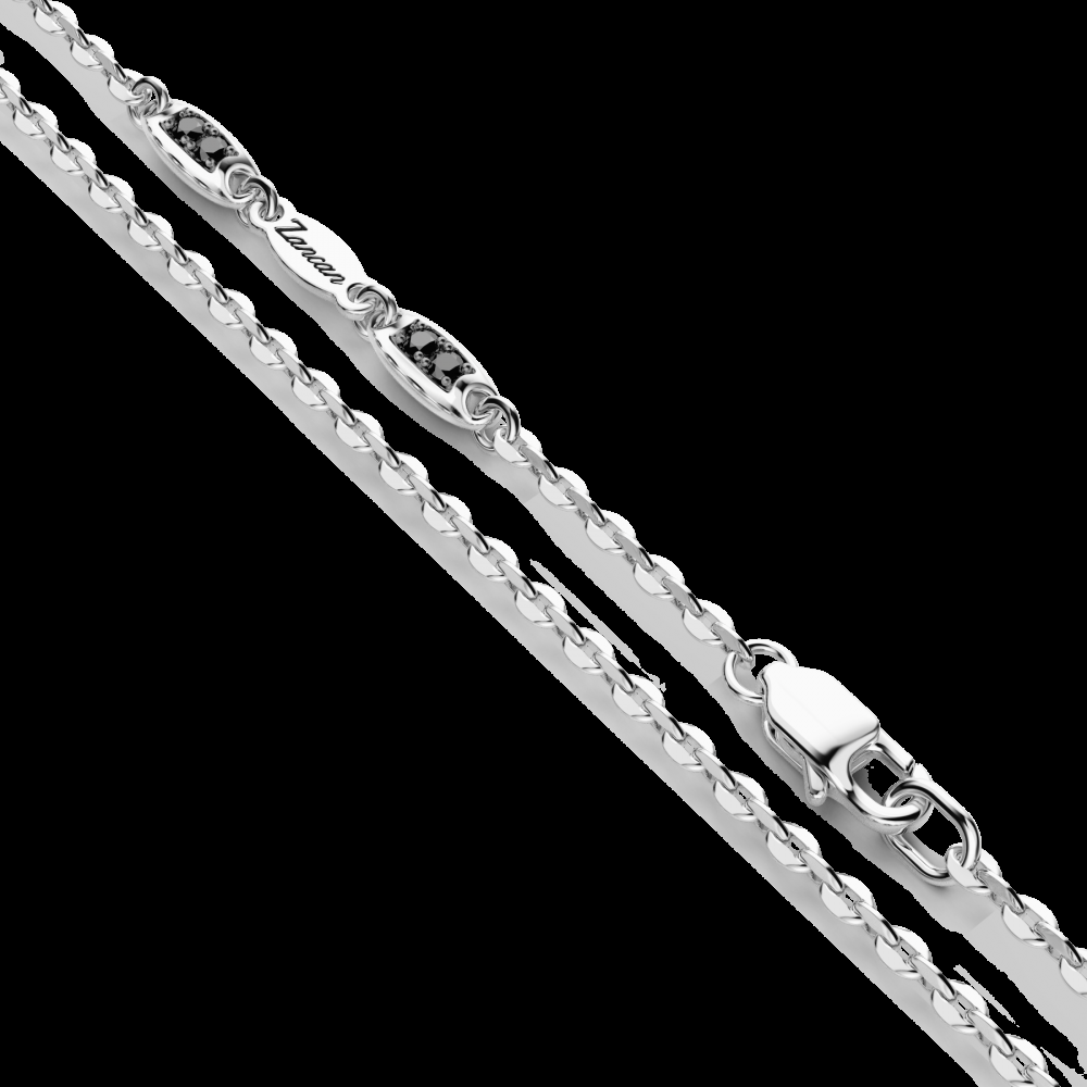 Zancan Collana Zancan in argento con pendente a targa e pietre nere Presa