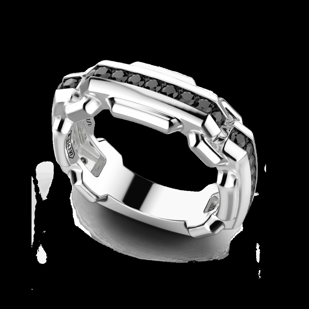Zancan Anello Zancan in argento a fede con pietre nere Offerta Pasqua
