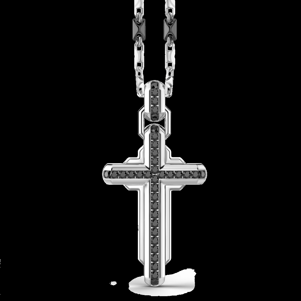 Zancan Collana Zancan in argento con pendente a croce e pietre nere Hotsell