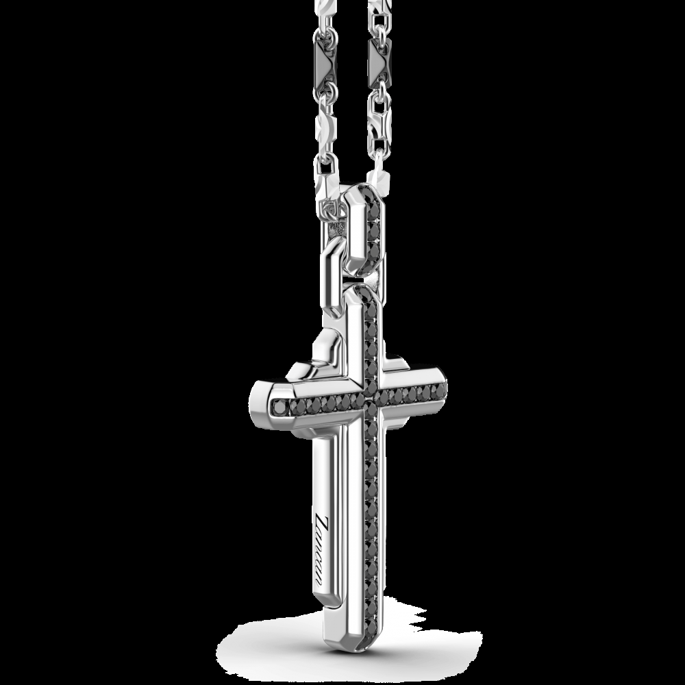 Zancan Collana Zancan in argento con pendente a croce e pietre nere Hotsell