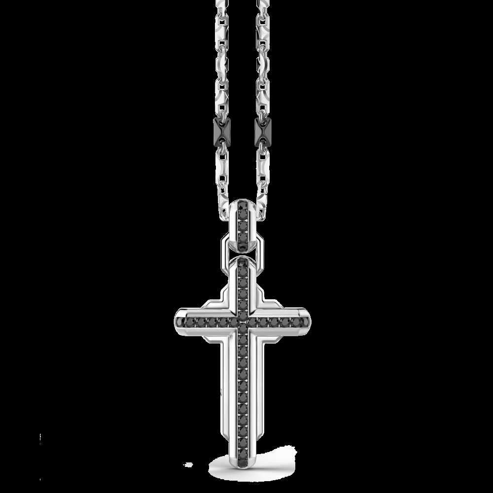 Zancan Collana Zancan in argento con pendente a croce e pietre nere Hotsell