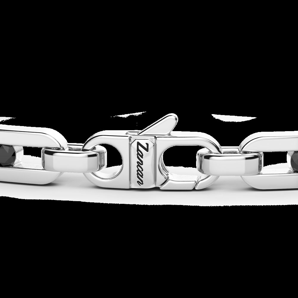 Zancan Bracciale Zancan in argento con targa e pietre nere Vendita Economica