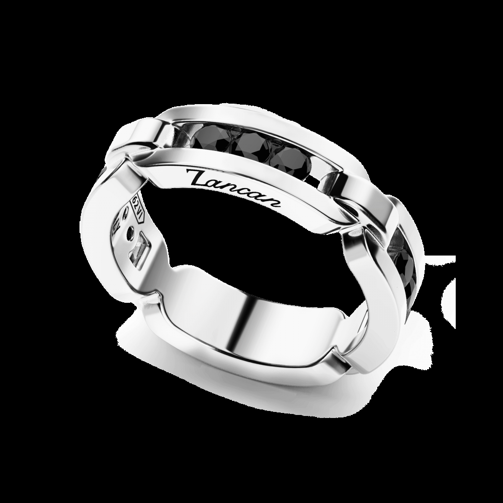 Zancan Anello Zancan in argento a fede con pietre nere Italy