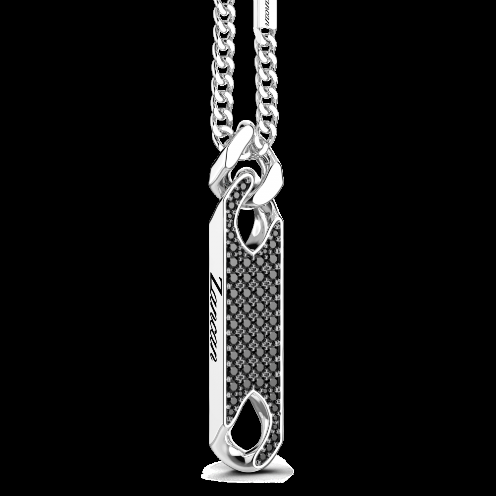 Zancan Collana Zancan in argento con pendente a targa e pietre In Linea