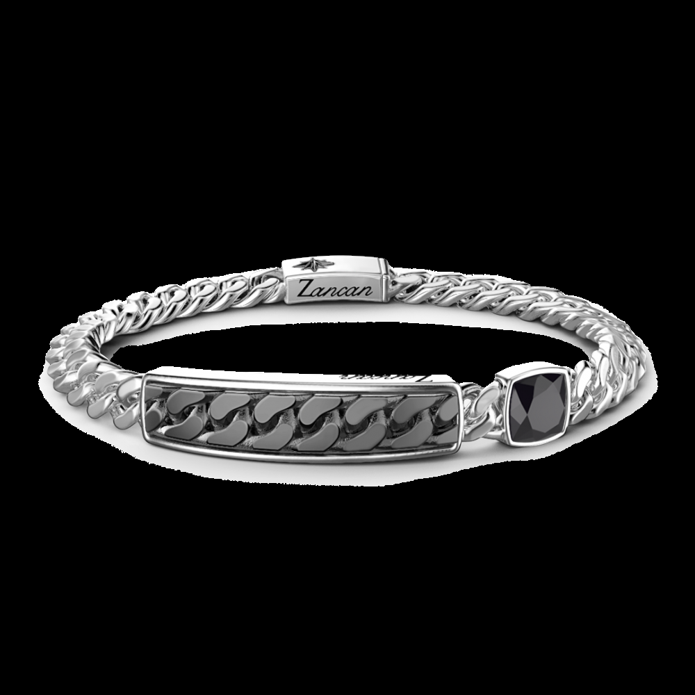 Zancan Bracciale a grumetta Zancan con targa e pietra nera Spedizione Gratuita
