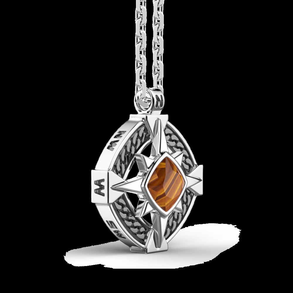 Zancan Collana Zancan in argento con pendente a rosa dei venti e pietra occhio di tigre Qualità Garantita