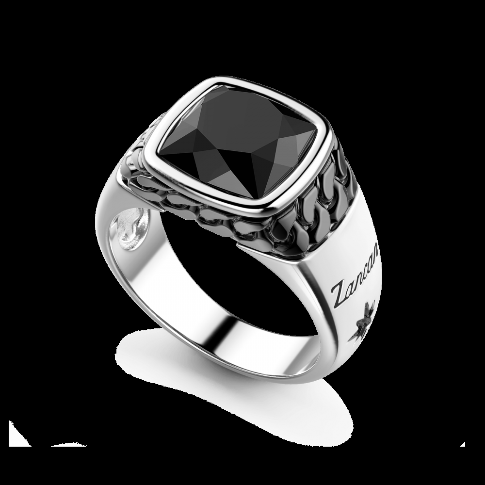 Zancan Anello in argento bianco e nero con onice naturale Promozione Limitata