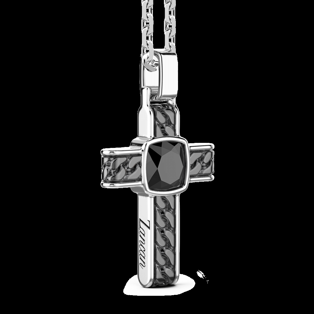 Zancan Collana in argento con pendente a croce e onice quadrata Fino Al -60%