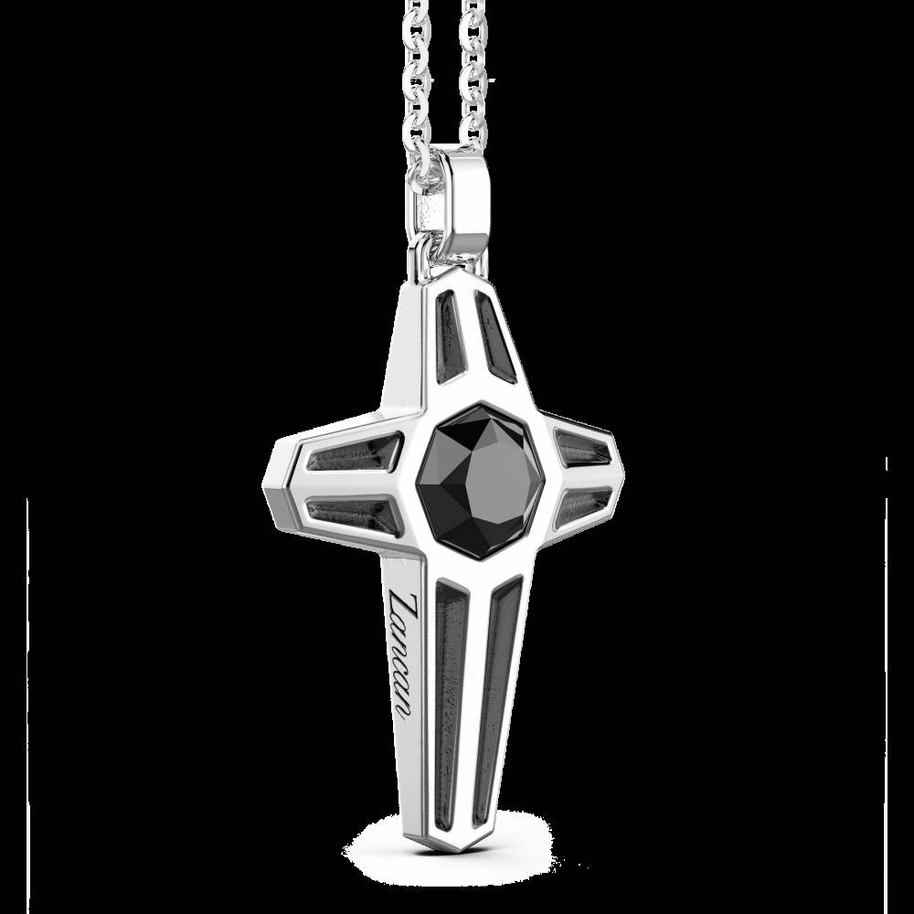 Zancan Collana Zancan in argento con pendente a croce e pietra nera Online