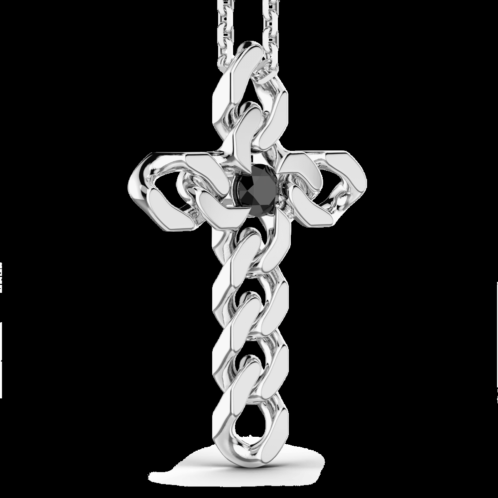 Zancan Collana Zancan in argento con pendente a croce e pietre nere Nuovo