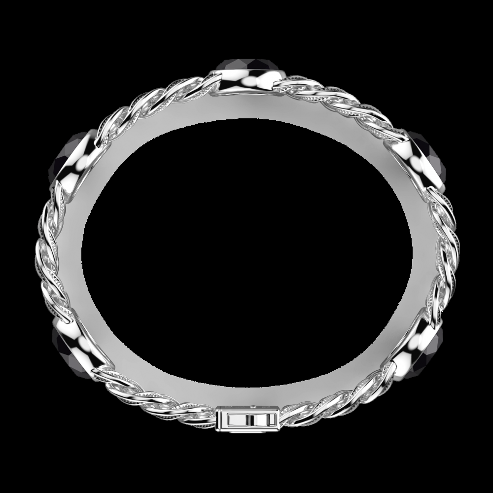 Zancan Bracciale a grumetta Zancan in argento con finitura striata in nero e pietre onice Qualità Garantita