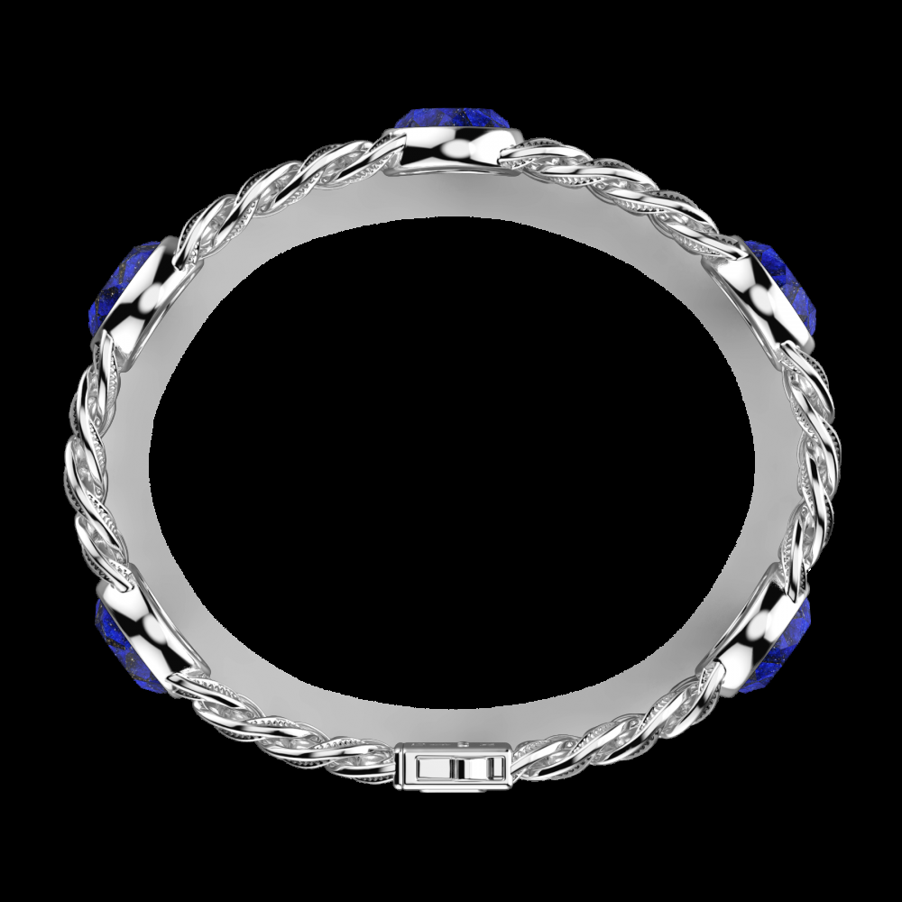 Zancan Bracciale a grumetta Zancan in argento con finitura striata in nero e pietre blu Negozi Online
