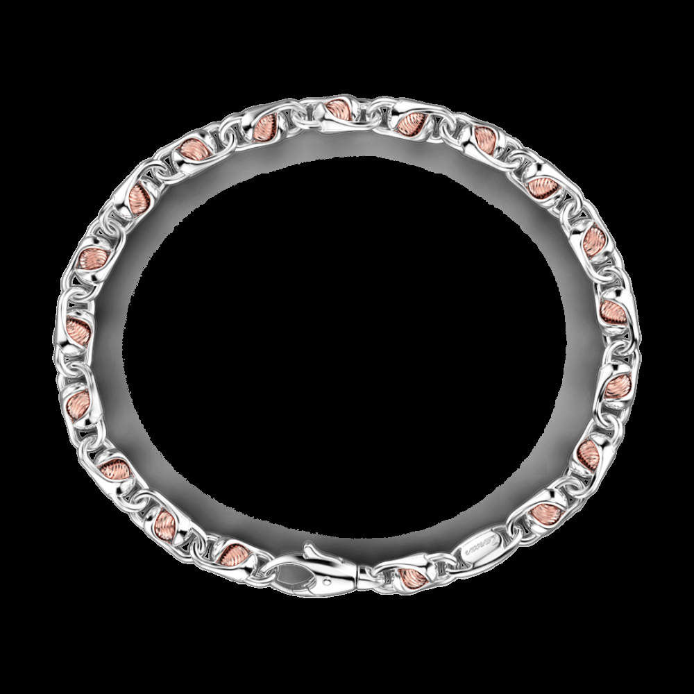 Zancan Bracciale da uomo Zancan catena in argento e oro rosa In Saldo