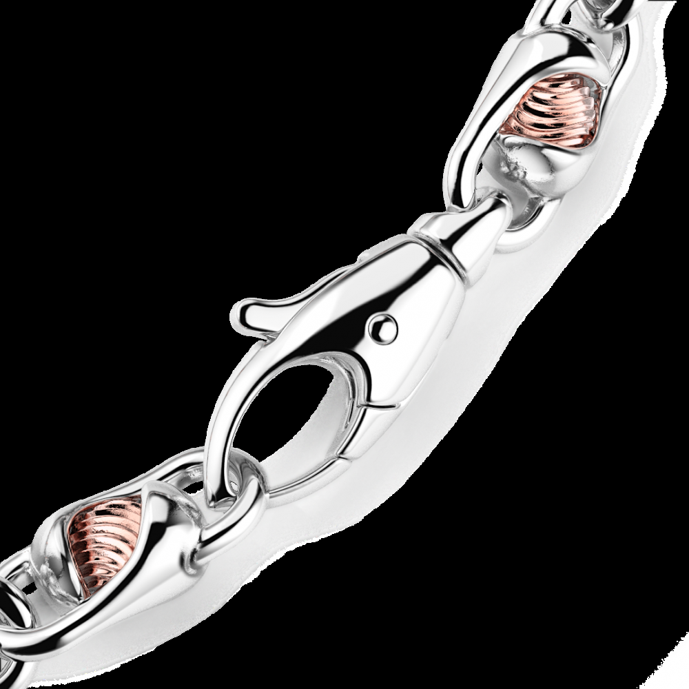 Zancan Bracciale da uomo Zancan catena in argento e oro rosa In Saldo