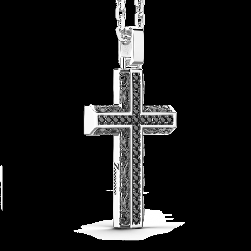 Zancan Collana Zancan in argento con pendente a croce e pietre nere Promozione