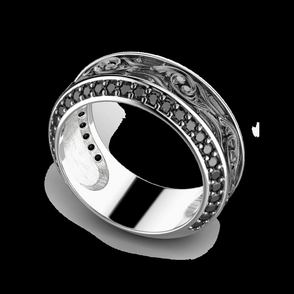 Zancan Anello Zancan in argento a fede con pietre nere Spedizione Gratuita