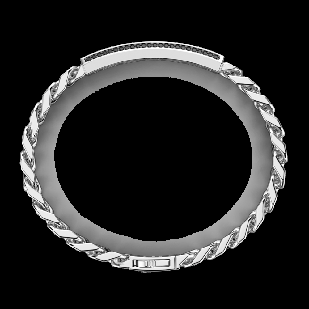Zancan Bracciale Zancan in argento a grumetta con targa e pietre nere Pezzi Unici