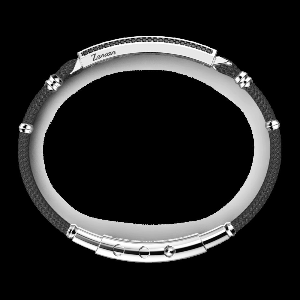 Zancan Bracciale Zancan in Kevlar con targa in argento e pietre nere Offerta per la Festa della Mamma