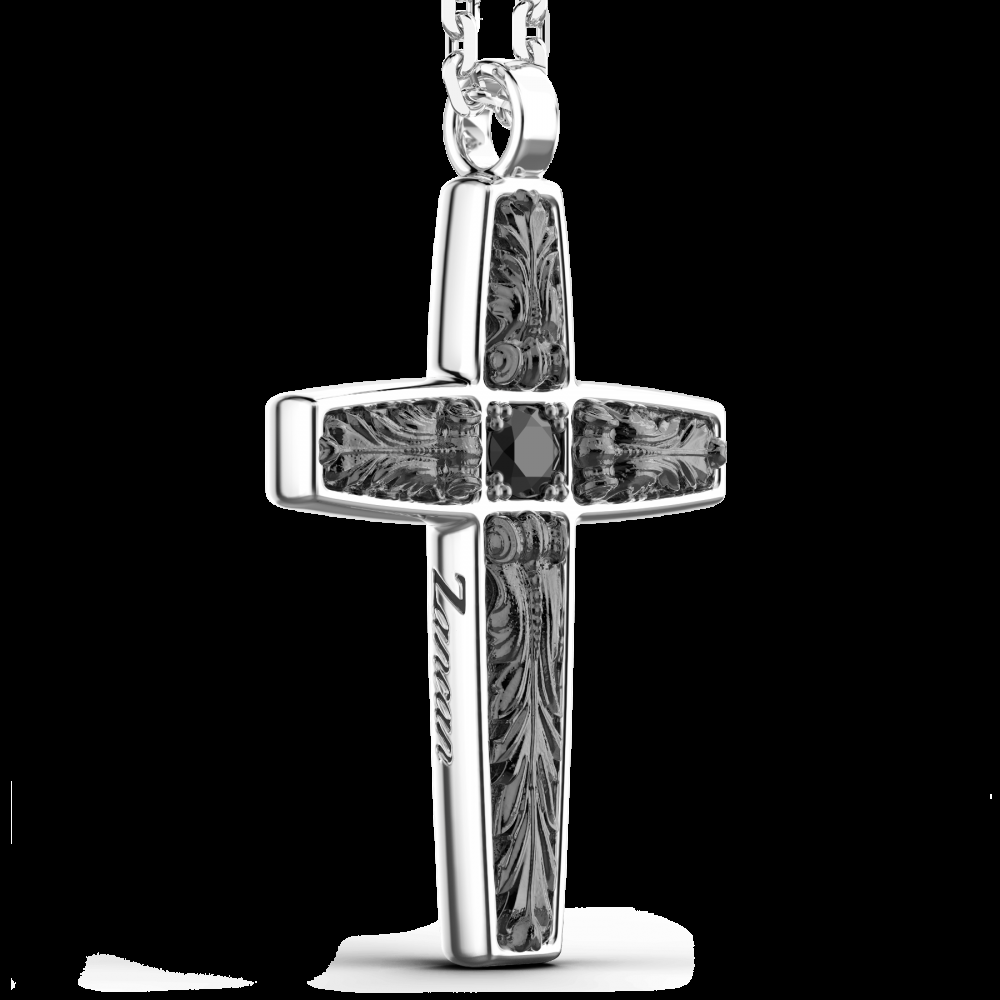 Zancan Collana Zancan in argento con pendente a croce e pietre nere Negozi Online