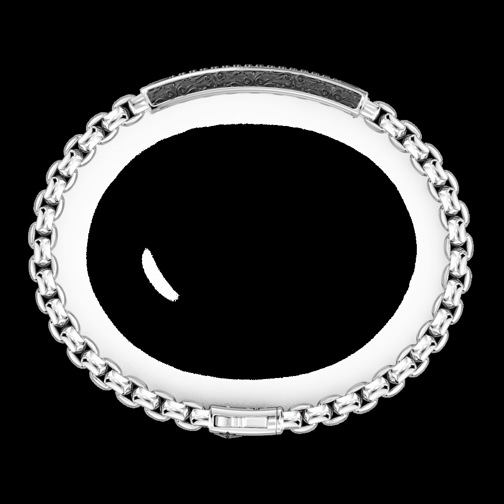 Zancan Bracciale Zancan in argento con targa e pietre nere Acquista Ora