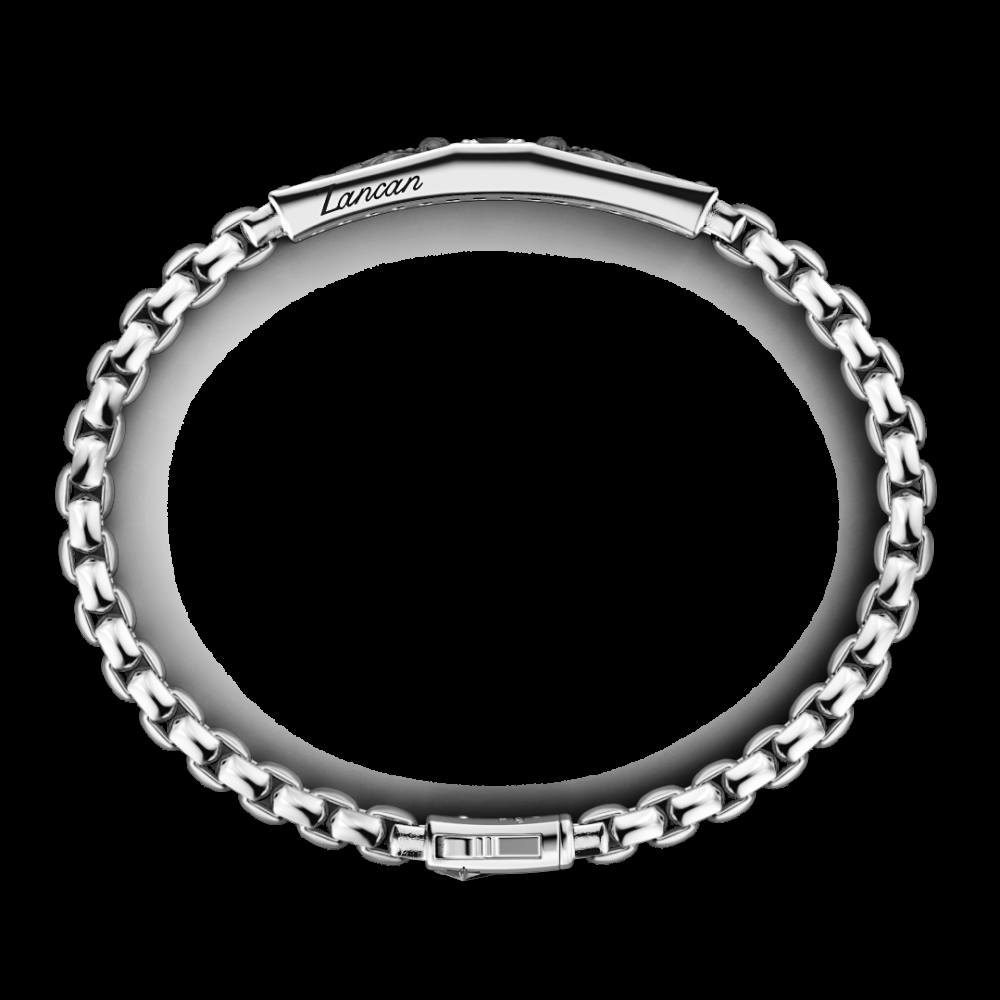 Zancan Bracciale Zancan in argento con targa e pietra nera Consegna Veloce