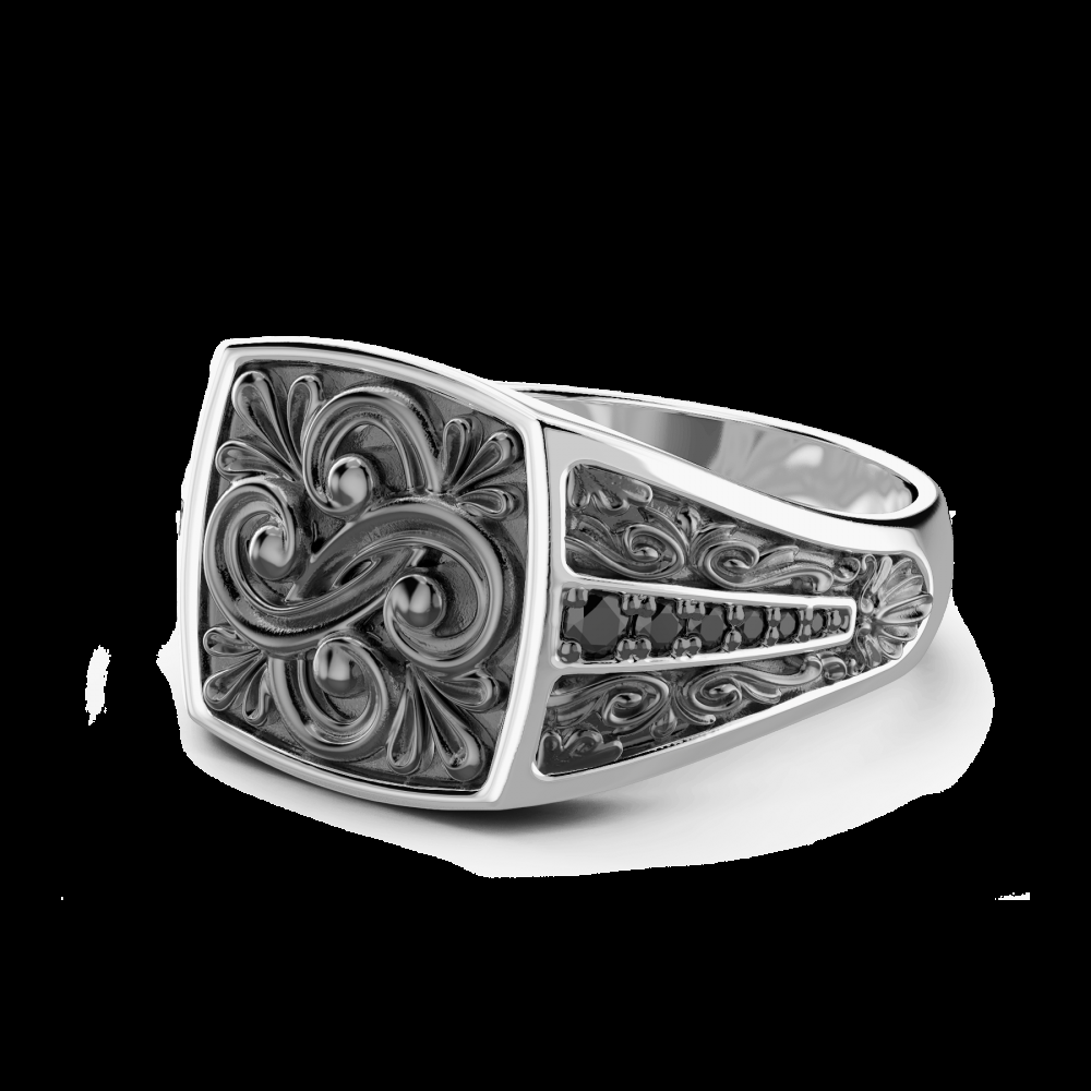 Zancan Anello chevalier Zancan in argento e pietre nere Promozione Limitata