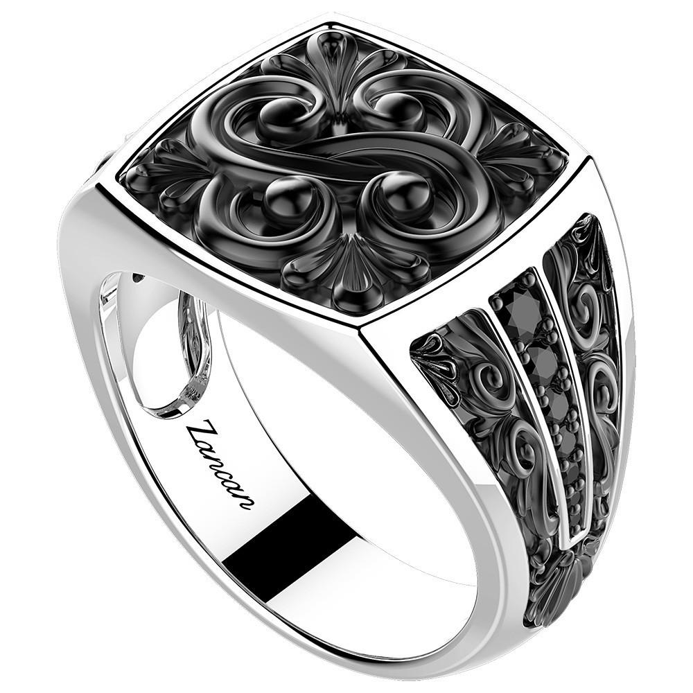 Zancan Anello chevalier Zancan in argento e pietre nere Promozione Limitata