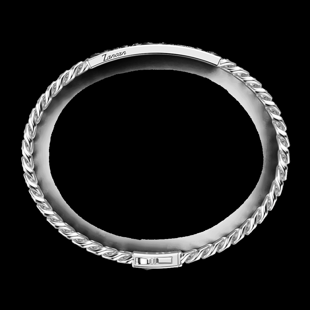 Zancan Bracciale Zancan in argento a grumetta con targa e pietre nere Shopping Online