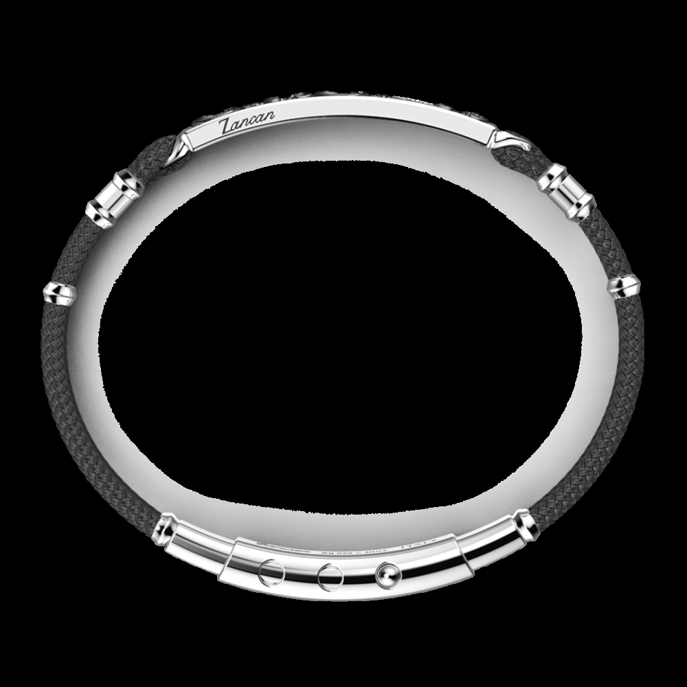 Zancan Bracciale Zancan in argento kevlar e pietre nere Affare Del Giorno