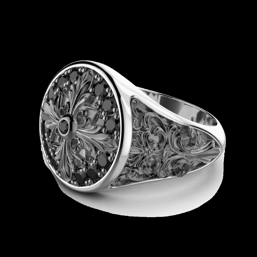 Zancan Anello chevalier Zancan in argento e pietre nere Prezzo Ridotto