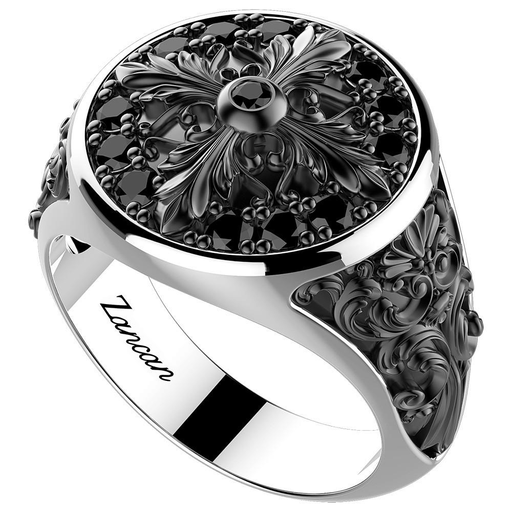 Zancan Anello chevalier Zancan in argento e pietre nere Prezzo Ridotto