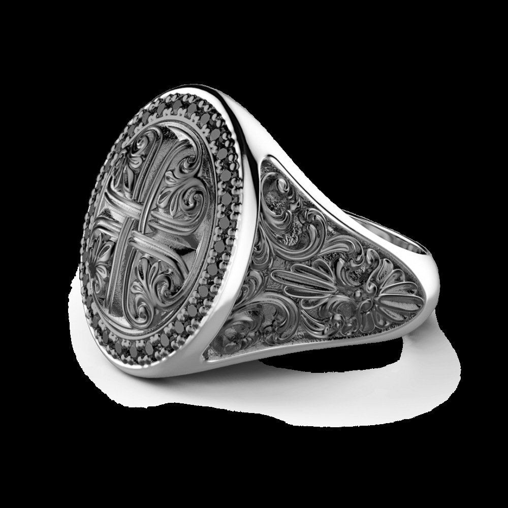 Zancan Anello Zancan in argento con pietre nere Presa