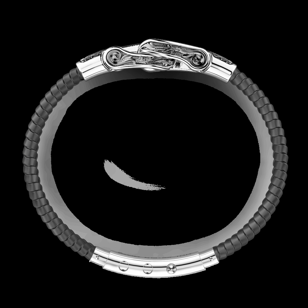 Zancan Bracciale Zancan in silicone con targa in argento e pietre nere Sconto