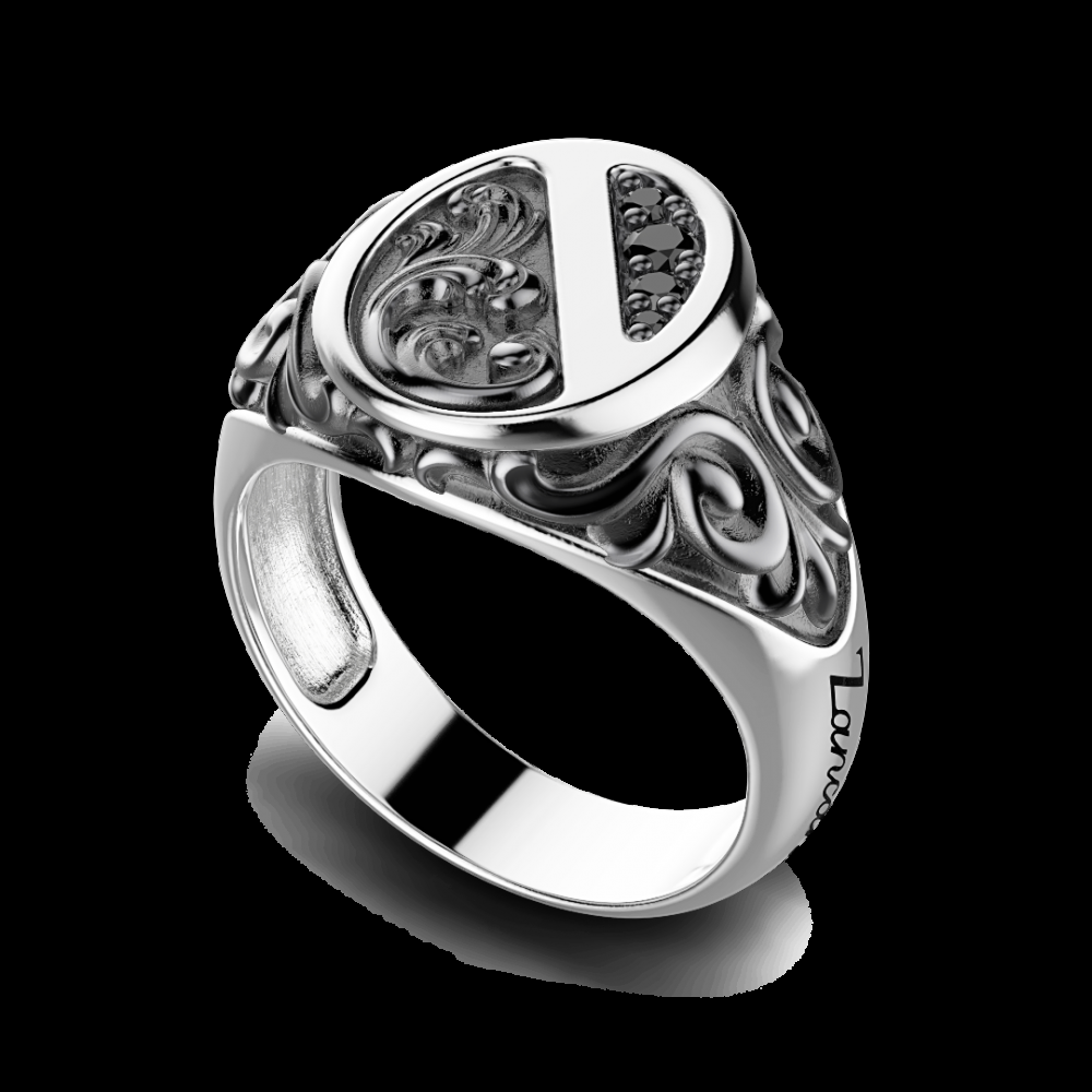 Zancan Anello Zancan in argento con pietre nere Economico