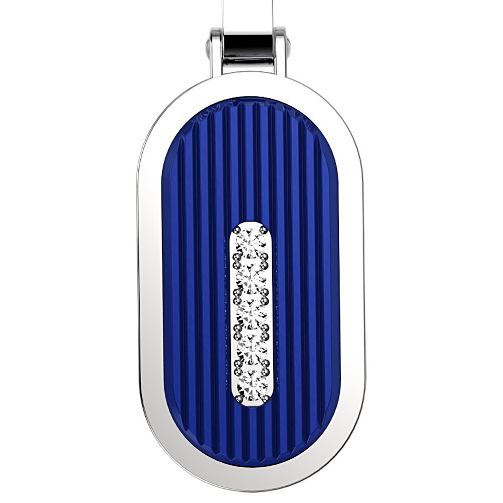 Zancan Collana Zancan in acciaio con piastrina e zaffiro bianco Moda