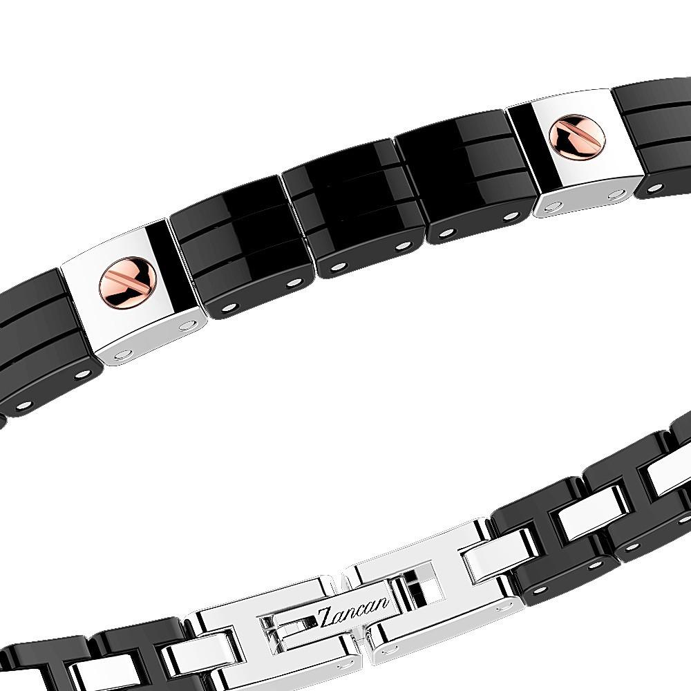 Zancan Bracciale Zancan in acciaio e ceramica nera Offerta speciale della fabbrica