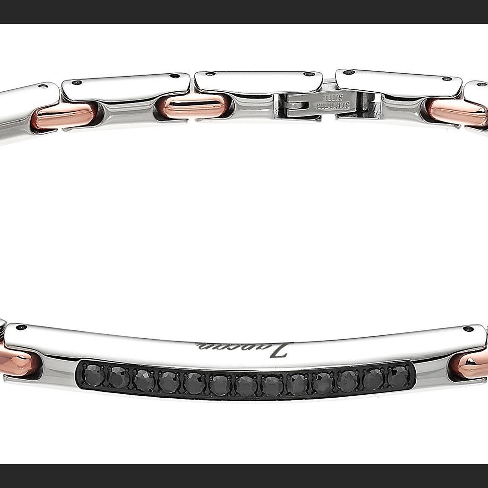 Zancan Bracciale Zancan in acciaio con pietre nere Qualità