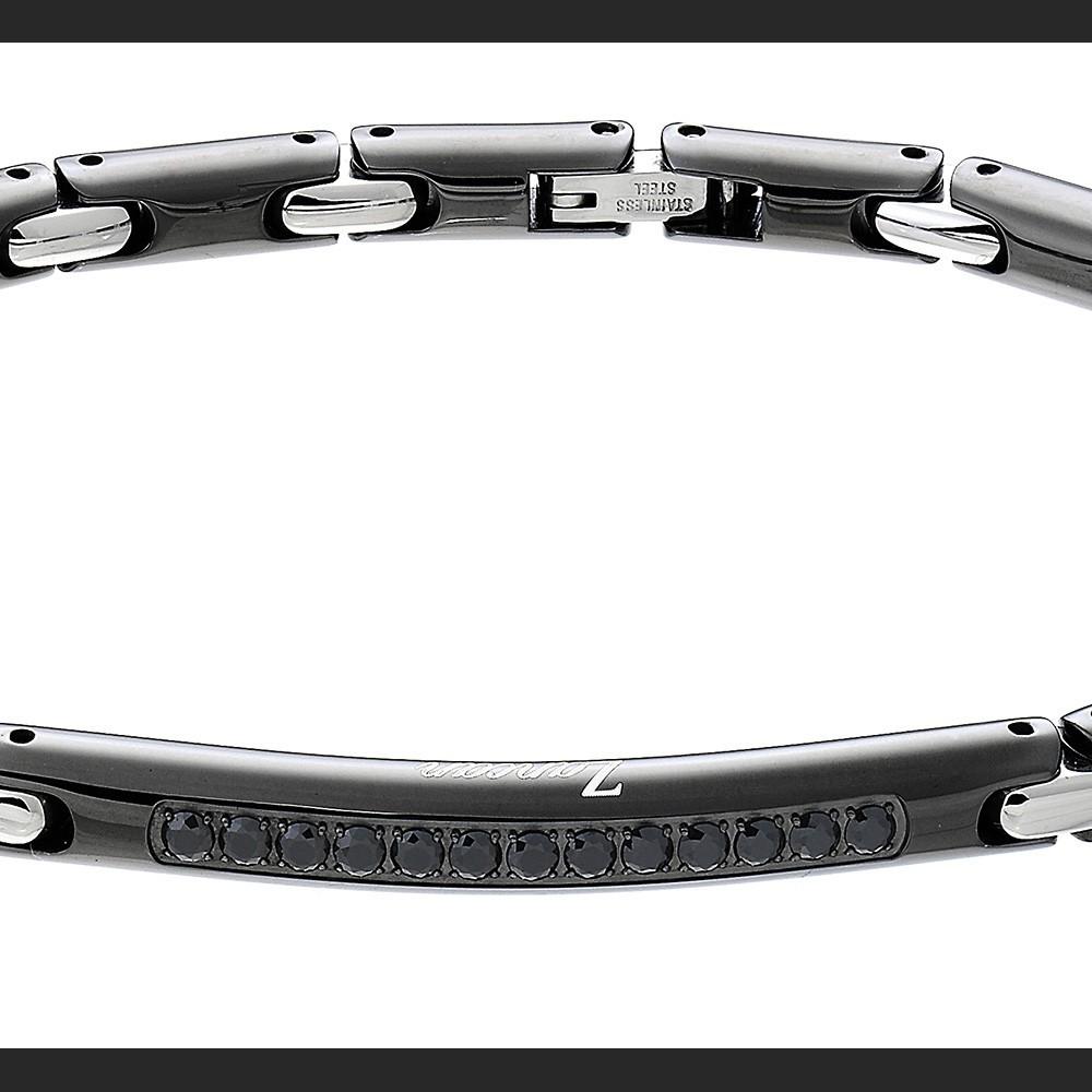 Zancan Bracciale Zancan in acciaio con pietre nere Vendita