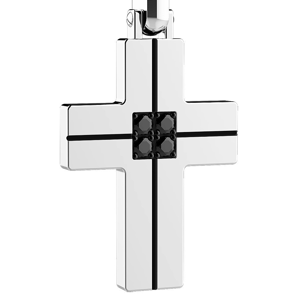 Zancan Collana Zancan in acciaio con croce e brillanti neri Soddisfazione Garantita