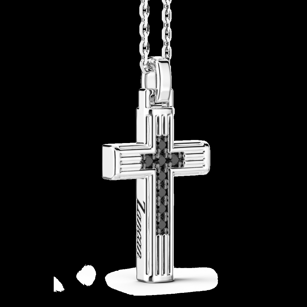 Zancan Collana Zancan in argento con pendente a croce e spinelli neri Consegna Veloce