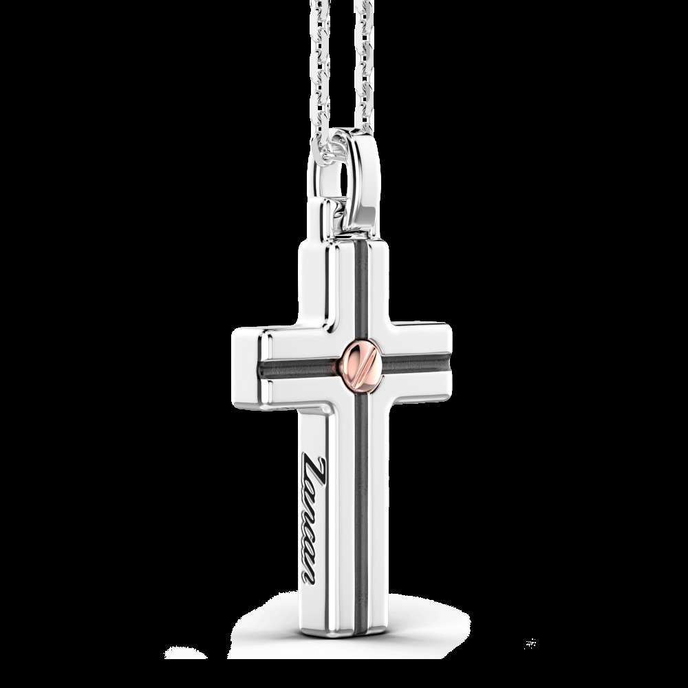 Zancan Collana Zancan in argento con pendente a croce e vite in oro rosa Negozi Online