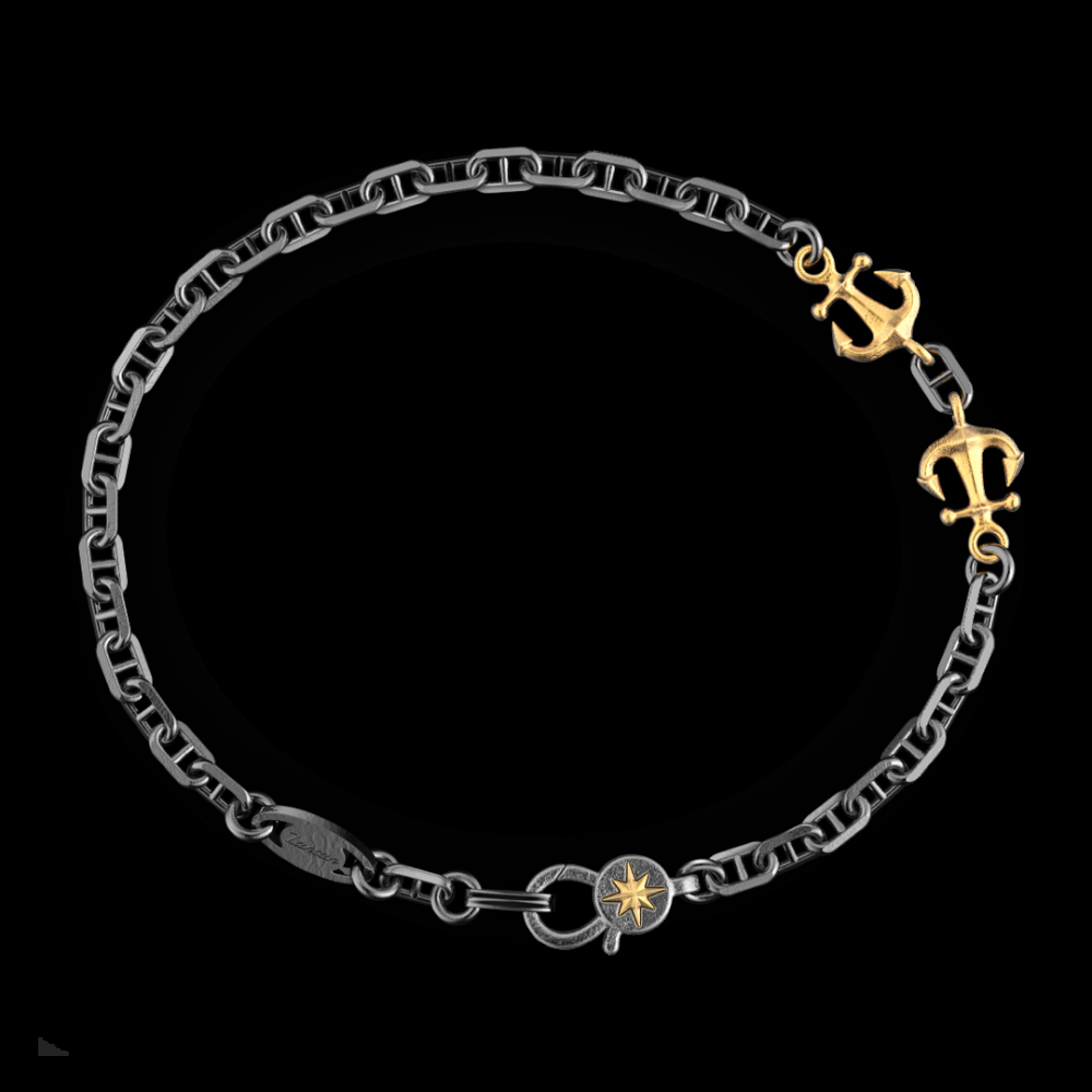 Zancan Bracciale Zancan in argento brunito con ancora Shopping Online