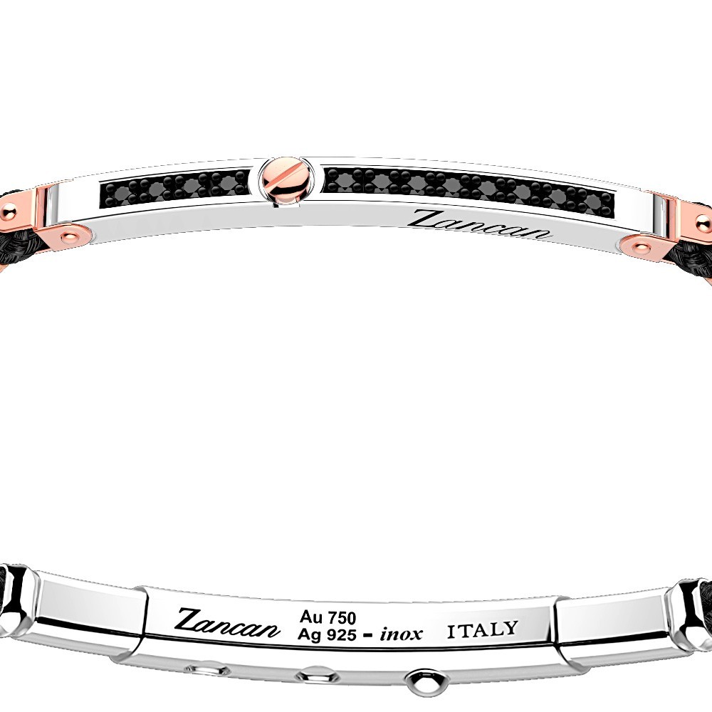 Zancan Bracciale Zancan in argento con inserti in oro 18k pietre e kevlar Presa