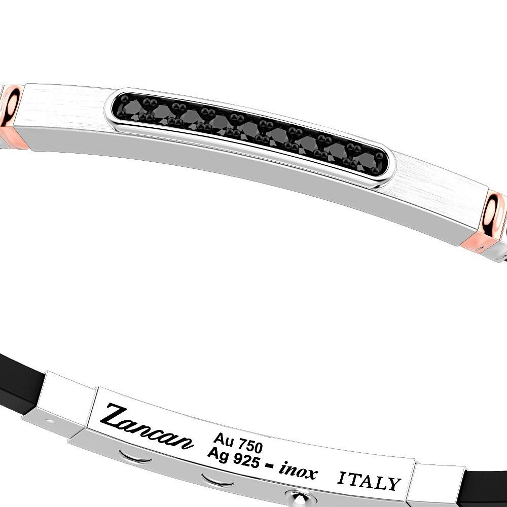Zancan Bracciale Zancan in argento con inserti in oro 18k pietre e silicone Sconto