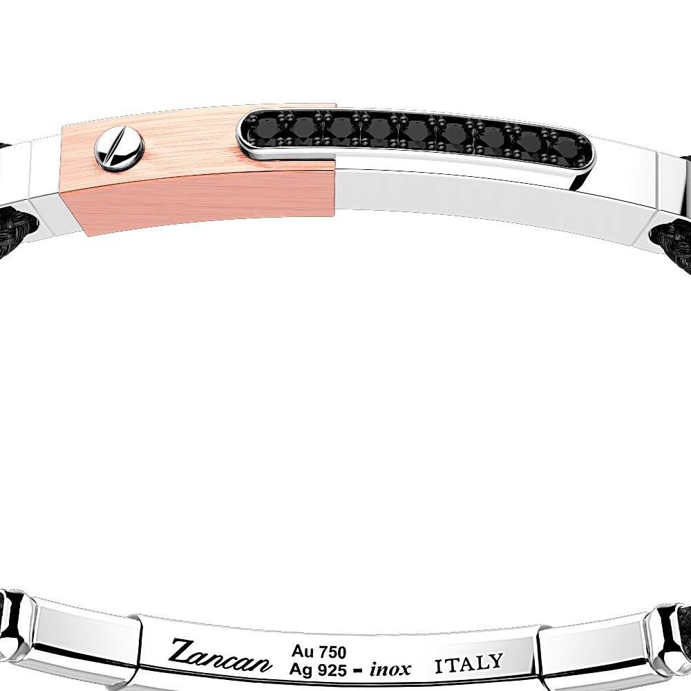 Zancan Bracciale Zancan in argento con inserti in oro 18k pietre e kevlar Economico