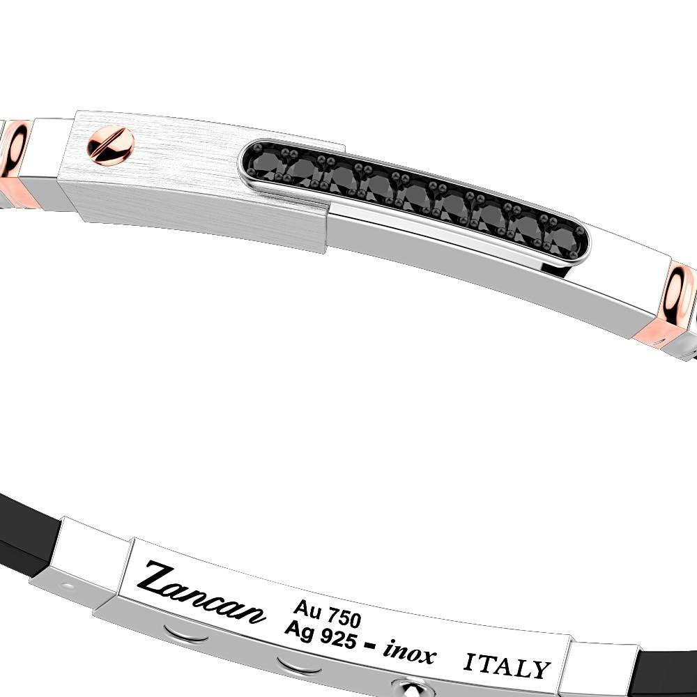 Zancan Bracciale Zancan in argento con inserti in oro 18k pietre e silicone Online