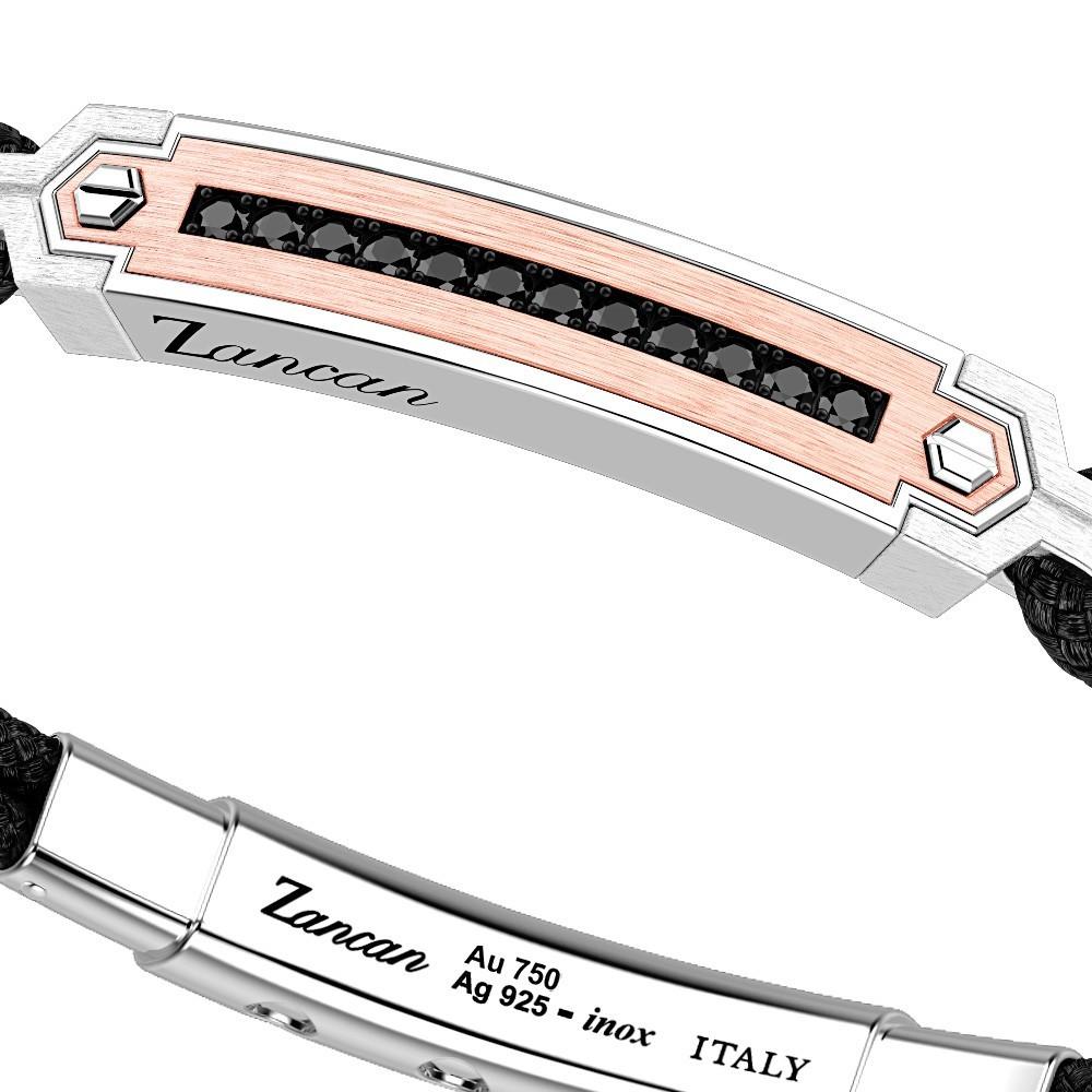 Zancan Bracciale Zancan in argento con inserti in oro 18k pietre e kevlar Saldi